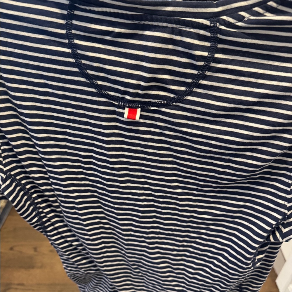 Tracksmith Men’s Navy and White Striped Short Sleeve Tee - Picture 3 of 6